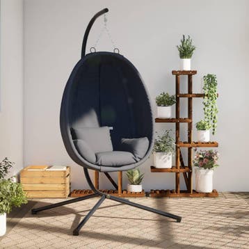 vidaXL Hangende Egg Chair met standaard antraciet stof en, Verzenden, Nieuw