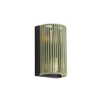 Japandi wandlamp groen met zwart met touw IP44 - Jayla, Verzenden, Nieuw
