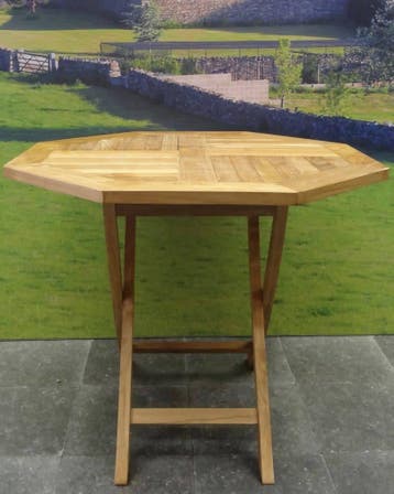 Klaptafel 90 cm achtkantig teak, Ophalen of Verzenden, Nieuw, Teakhout