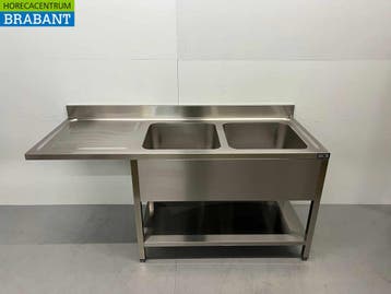 HCB RVS Spoeltafel dubbele spoelbakken Premium-line 180 cm, Ophalen of Verzenden, Nieuw in verpakking