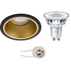 LED Spot Set 3W - Dimbare Ronde Inbouwspot Mat Zwart/Goud -, Huis en Inrichting, Ophalen of Verzenden, Nieuw