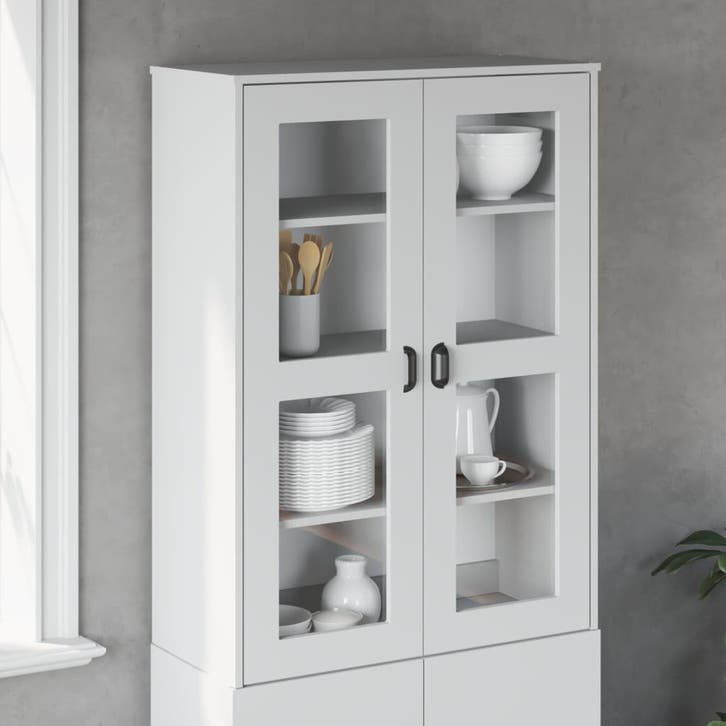 vidaXL Opzetkast VIKEN bewerkt hout wit, Huis en Inrichting, Kasten | Buffetkasten, 25 tot 50 cm, Nieuw, Overige houtsoorten, 100 tot 150 cm