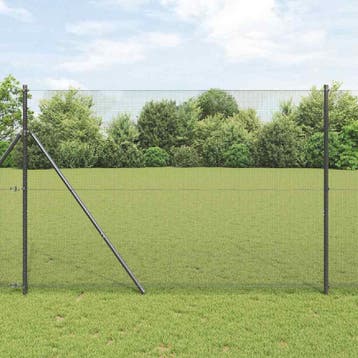 vidaXL gelast draadhek met grondbevestiging 50 x 1,5 m Grijs, Verzenden, Nieuw, IJzer