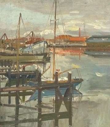 Maxime Dubaut (1920-1991) - Bateau au port d’Honfleur (Vendu