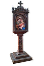 Antiek religieus devotiekapelleke - Madonna met Kind - 21 cm, Antiek en Kunst
