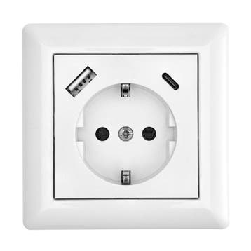 LEDmaxx Inbouw contactdoos zuiver wit met 1x USB-A & 1x U..., Ophalen of Verzenden, Nieuw
