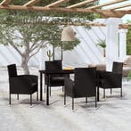 vidaXL 5-delige Tuinset zwart, 4 zitplaatsen, Nieuw, Tuinset, Verzenden