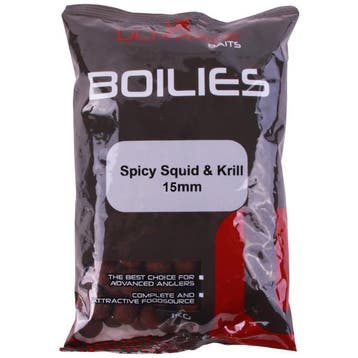 Ultimate Baits Boilies 15mm 1kg - Spicy Squid & Krill, Verzenden, Nieuw, Overige typen