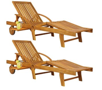 Ligbed Tami Sun® Set van 2 Acaciahout (Ligbed - Lounge), Verzenden, Nieuw