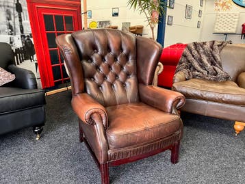 Chesterfield Maarssen !! Vintage Leren Chesterfield Fauteuil, Ophalen, Gebruikt, Leer, Chesterfield