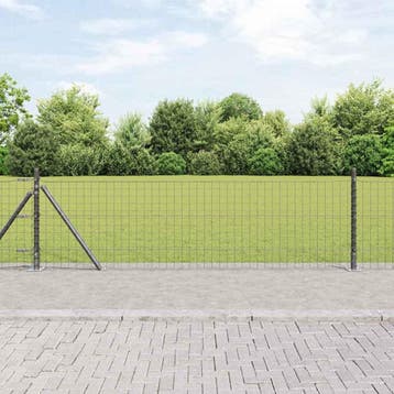 vidaXL Hekpaal met betonnen voet 26 st Grijs Gepoedercoat, Verzenden, Nieuw