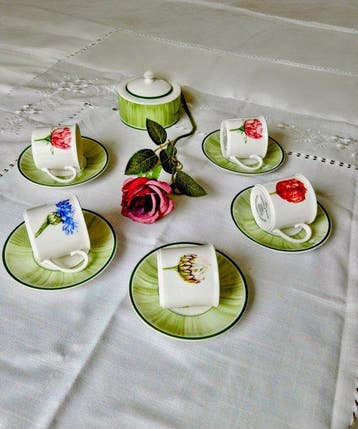 Villeroy & Boch - Koffieservies (6) - Flora (House &, Antiek en Kunst