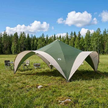 vidaXL Partytent met dak Groen 400 x 400 x 320 cm Polyester, Verzenden, Nieuw, Tot en met 2