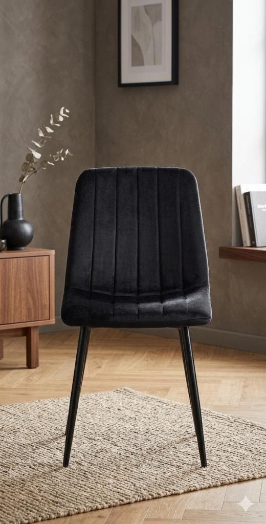 Eetkamerstoel Zwart Velvet - €69 per/stuk  NIEUW, Huis en Inrichting, Stoelen, Vijf, Zes of meer stoelen, Zwart, Nieuw, Stof