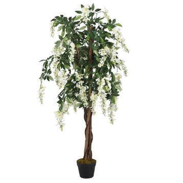vidaXL Kunstplant wisteria 1260 bladeren 180 cm groen en wit, Verzenden, Nieuw