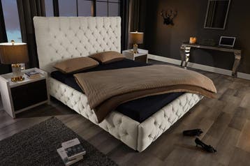 Design bedstee PARIS 180x200cm beige linnen Chesterfield, Ophalen of Verzenden, Nieuw