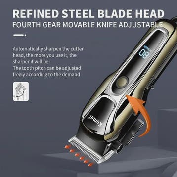 Professionele Draadloze Baard- en Haartrimmer Kemei KM-PG199, Verzenden, Nieuw
