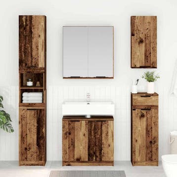 vidaXL Badkamerkastenset 3 st Oud Hout Bewerkt hout, Verzenden, Nieuw, Overige typen