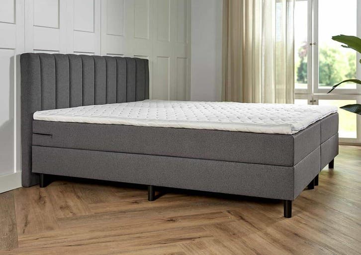 ACTIE! Boxspring Lugano 160 200 Antraciet, Huis en Inrichting, Slaapkamer | Boxsprings, 160 cm, 200 cm, Grijs, Tweepersoons, Nieuw