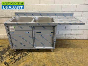 RVS Spoeltafel dubbele spoelbakken schuifdeuren Premium-line, Ophalen of Verzenden, Nieuw in verpakking