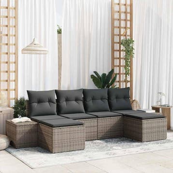 vidaXL Tuin Sofa Set 4 st Grijs poly rattan, Tuin en Terras, Verzenden, Nieuw, 4 zitplaatsen