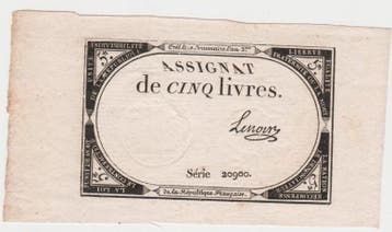 France Assignat Über 5 Livres 10 Brumaire Jahr 2 31/10/17.., Verzenden