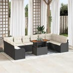 vidaXL Tuin Sofa Set met kussen 11 pcs Zwart en crème, Verzenden, Nieuw, Rotan