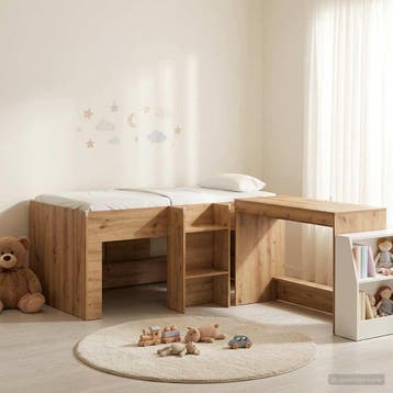 vidaXL Hoge Bed Frame met Bureau voor Kinderen 2 st, Verzenden, Nieuw, Bruin, Hout