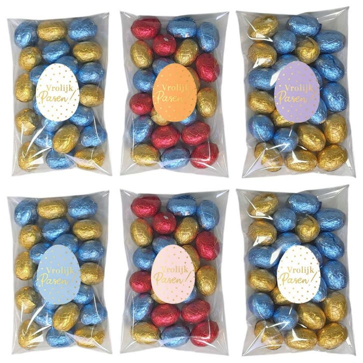 100x Uitdeelzakjes + Sluitstickers Vrolijk Pasen! - Zakjes, Diversen, Cadeauverpakkingen, Verzenden
