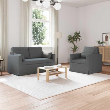 vidaXL Bankstel 2 st Donkergrijs Stof, Verzenden, Nieuw, Stof, Minder dan 150 cm