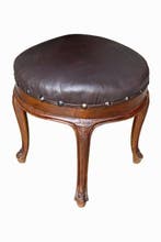 Kruk - Hout, Leder, Metaal - Antieke kruk - Hoogte: 46 cm