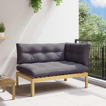 vidaXL Hoekstoffe Licht Acacia en Donker Grijs Acaciahout, Verzenden, Nieuw