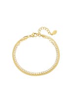 dubbele armband met diamantjes - Goudkleur, Verzenden, Nieuw