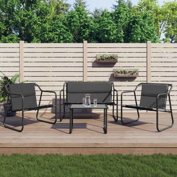 vidaXL 4-delige Loungeset met kussens staal antracietkleurig, Verzenden, Nieuw, Rvs, Loungeset