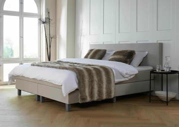 ACTIE! Boxspring Malaga 160 200 Beige, Verzenden, Beige, 200 cm, Modern