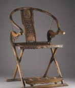 Stoel - Hout - Antyczne chiskie krzeso podkowiaste,