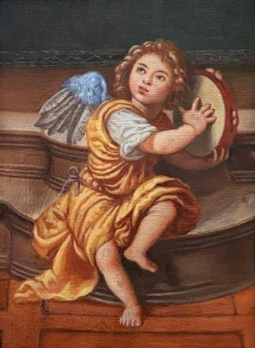 Tiziano Vecellio (1576), - Angelo con tamburello