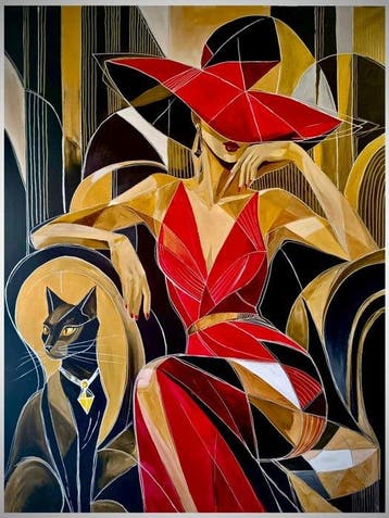 Kiri Aguilera (1982) XL 120 x 90 cm - Dama en Carmín con