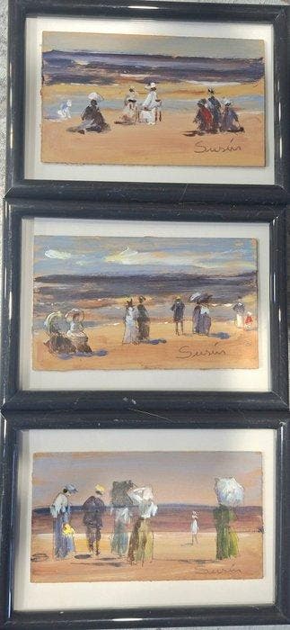 Demetrio Susín Barra (1949) - Triptico de La Playa, Antiek en Kunst