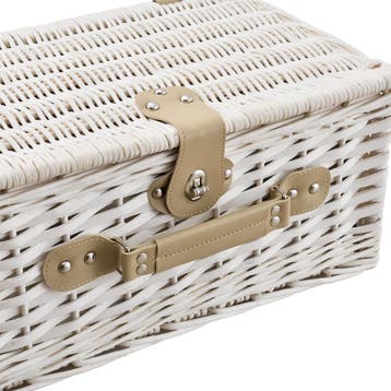 Picknickmand voor 4 personen - incl. inhoud - wit, Verzenden, Nieuw