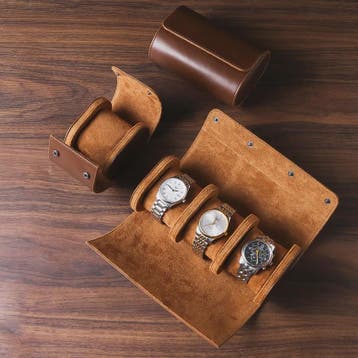 Luxe Leren Horlogeroller - Opvouwbare Reisbox voor 1, 2 of 3, Verzenden, Nieuw