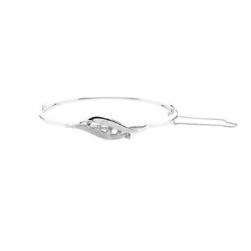 Witgouden slavenarmband met diamanten; 0,17 ct., Gebruikt, Ophalen of Verzenden, Met edelsteen, Goud