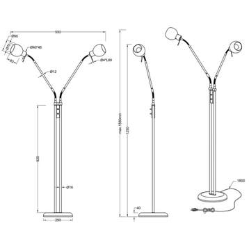 LED Vloerlamp - Trion Besina - E14 Fitting - 2-lichts -, Ophalen of Verzenden, Nieuw, Metaal, Overige fittingen