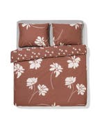 HEMA Dekbedovertrek 200x200/220cm zacht katoen bloemen, Verzenden, Nieuw, Bruin