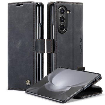 CaseMe book case leer - Samsung Galaxy Z Fold 5 - zwart, Verzenden, Nieuw