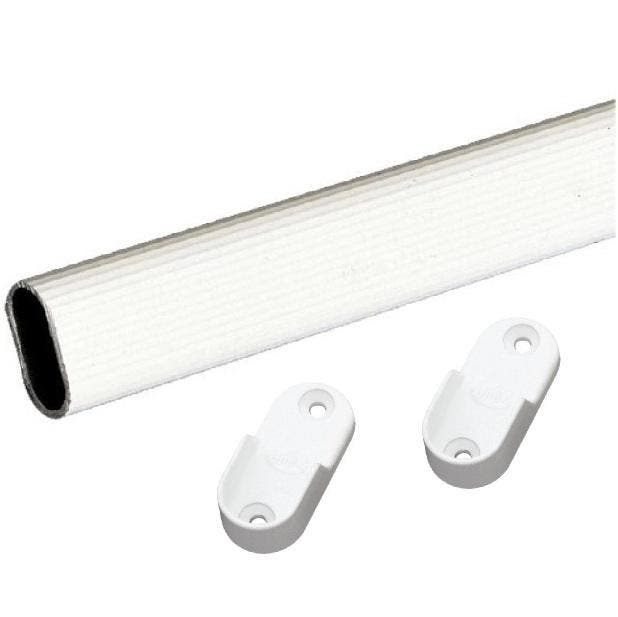 Garderobestang 1 meter met dragers ovaal geribbeld wit, Kleding | Dames, Kledinghangers, Verzenden