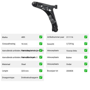 Draagarm Kia Picanto 1.1 (SA) Van 2004-04 tot 2011-09 - Auto, Verzenden, Nieuw, Kia
