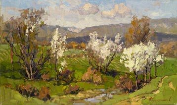 Sergei Flitov (1964) - Pommiers en Fleurs - Ruisseau dans la