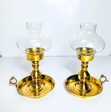 Taperstick (kleine blaker met een dunne pijp) - Messing,, Antiek en Kunst, Curiosa en Brocante