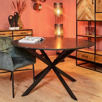 Ronde eettafel Lynn Zwart Marmer 130 cm | Starfurn, Huis en Inrichting, Tafels | Eettafels, Ophalen of Verzenden, Nieuw